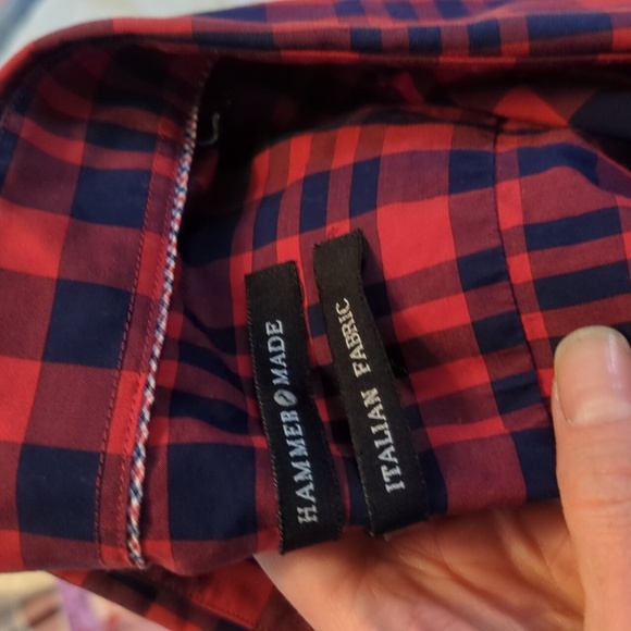 Hammermade Red Plaid Cotton Button Down Shirt - Picture 3 of 5